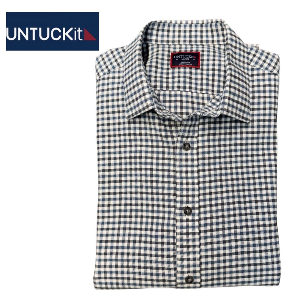 Untuckit Blue and Black Checkered flannel shirt long sleeve large